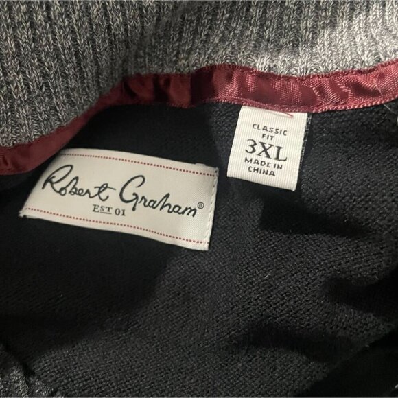 Robert Graham Size 3XL Pullover Sweater 1/4 Zip Black Gray - Picture 5 of 7